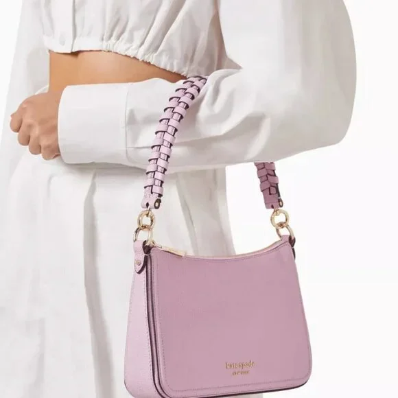 Kate Spade Hudson Shoulder Bag Lavender Medium Leather Crossbody Convertible - Picture 6 of 13